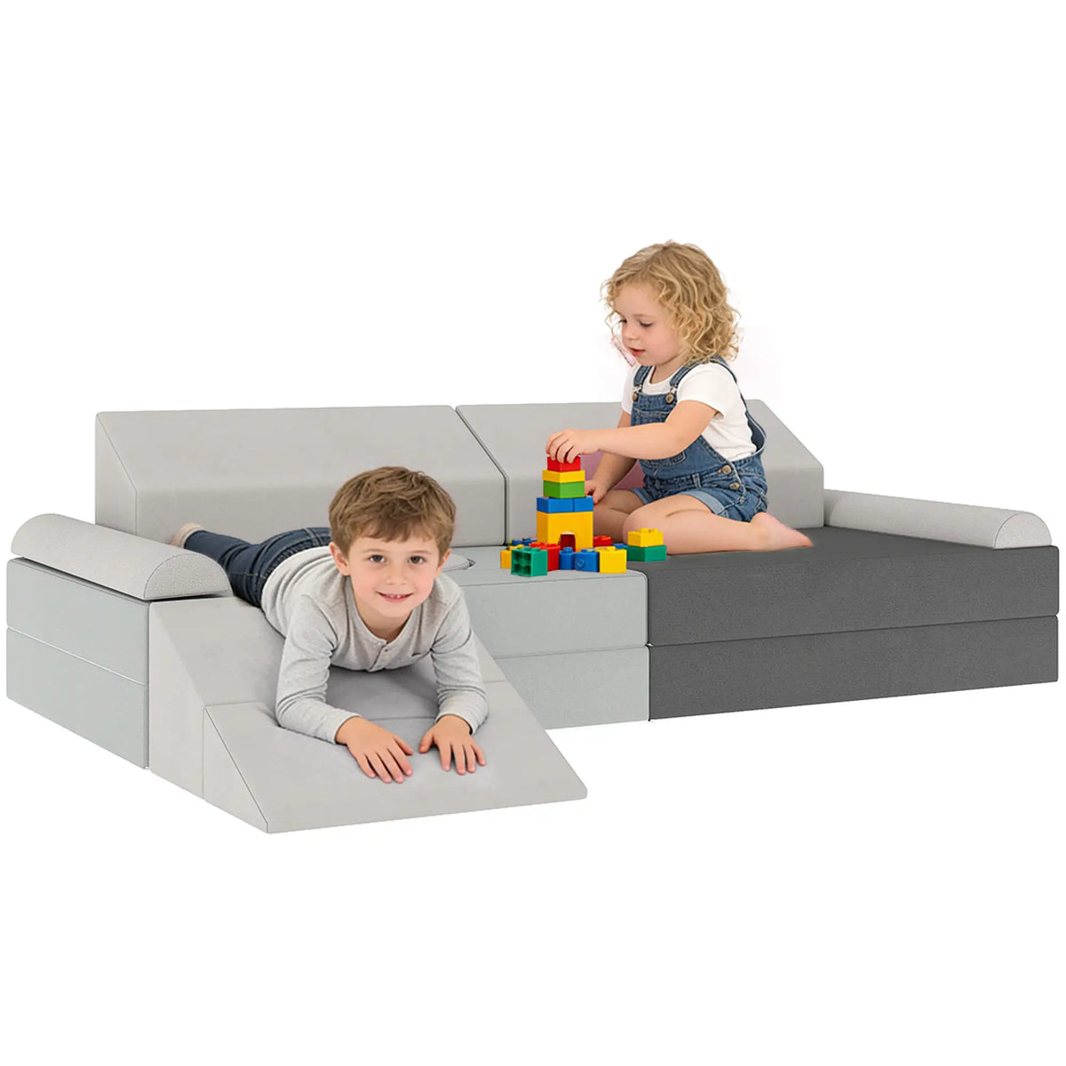 12 PCS Modular Kids Play Couch, Toddler Sectional Sofa, Grey Kids Gym & Playmats at Gallery Canada