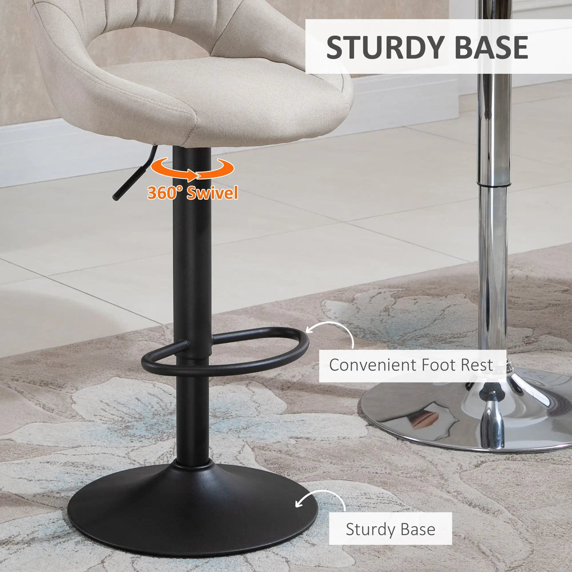 Swivel Counter Height Barstools Set of 2, Adjustable Height, Faux Leather, Grey Bar Stools at Gallery Canada