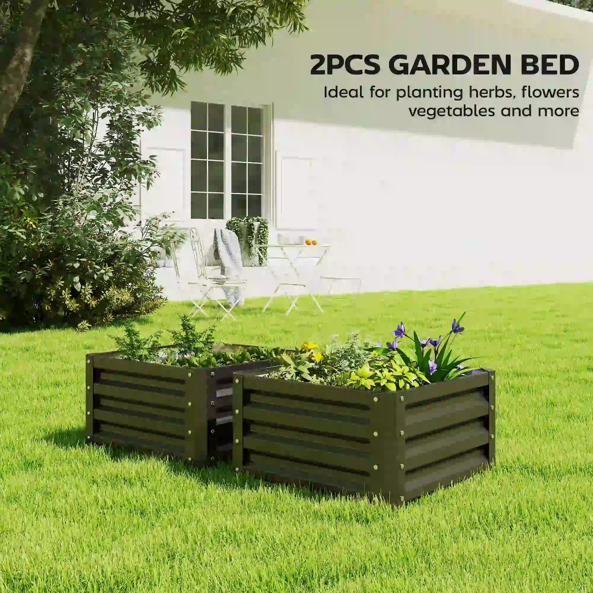 2' x 2' x 1' Raised Garden Bed, Galvanised Steel Frame, Black Galvanized Planter Boxes at Gallery Canada