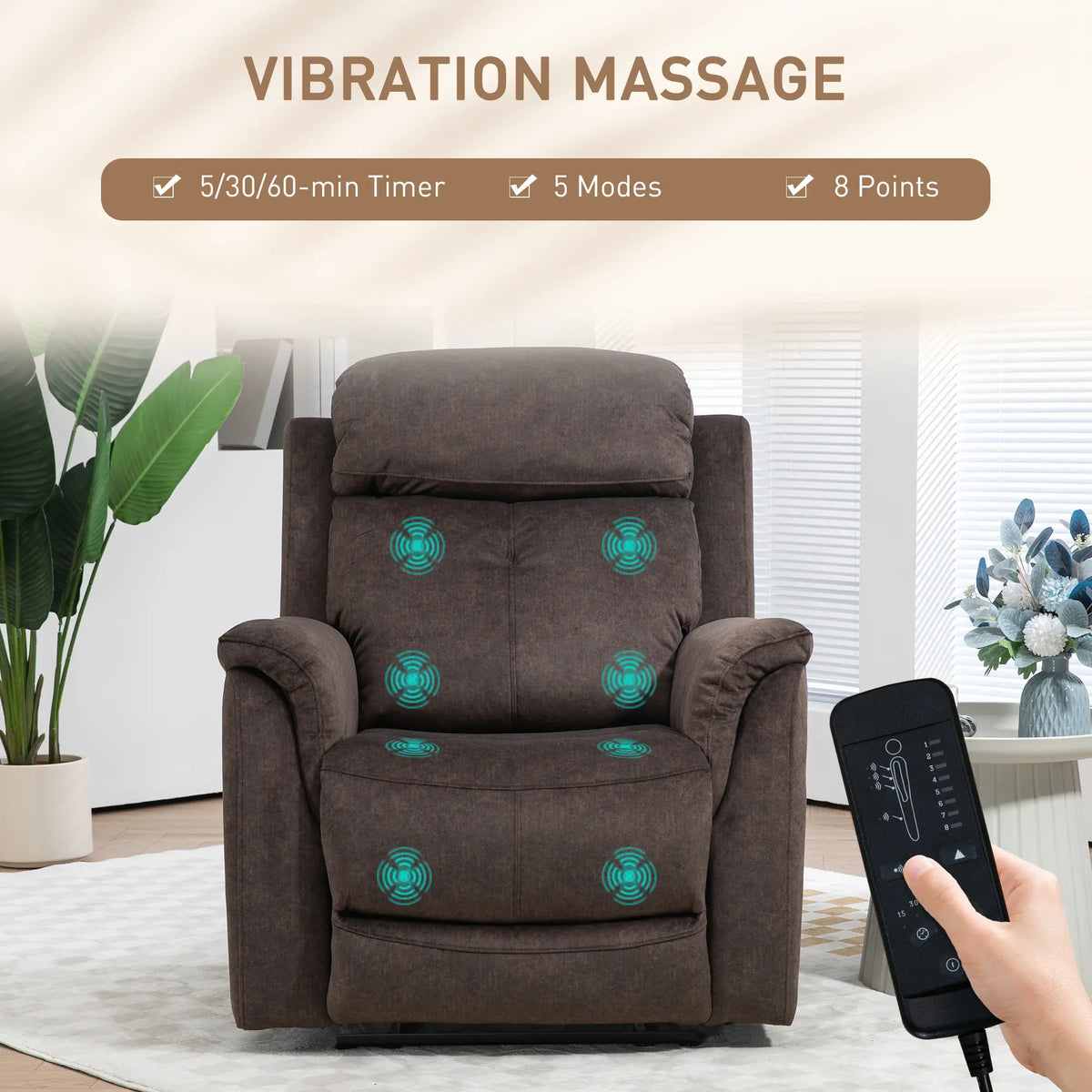 Manual Recliner Chair, Vibration Massage, Side Pockets, Living Room Single Sofas at Gallery Canada