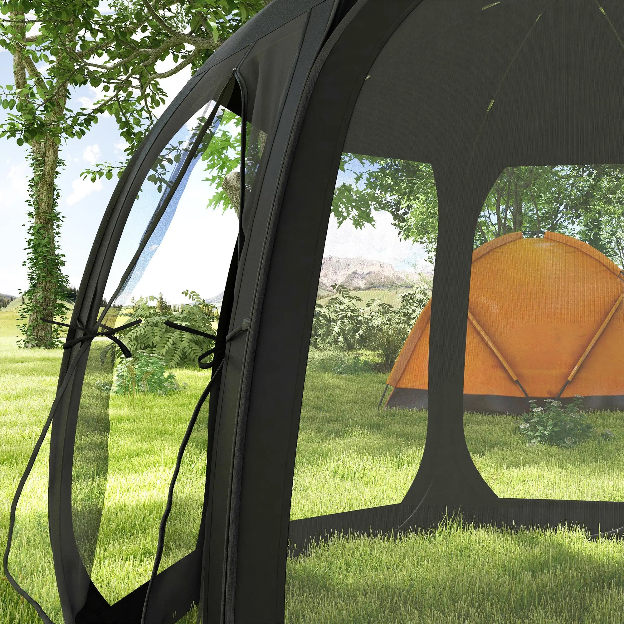 11' x 11.5' Screen Tent, Pop Up Camping Gazebo, Black Pop Up Canopies at Gallery Canada