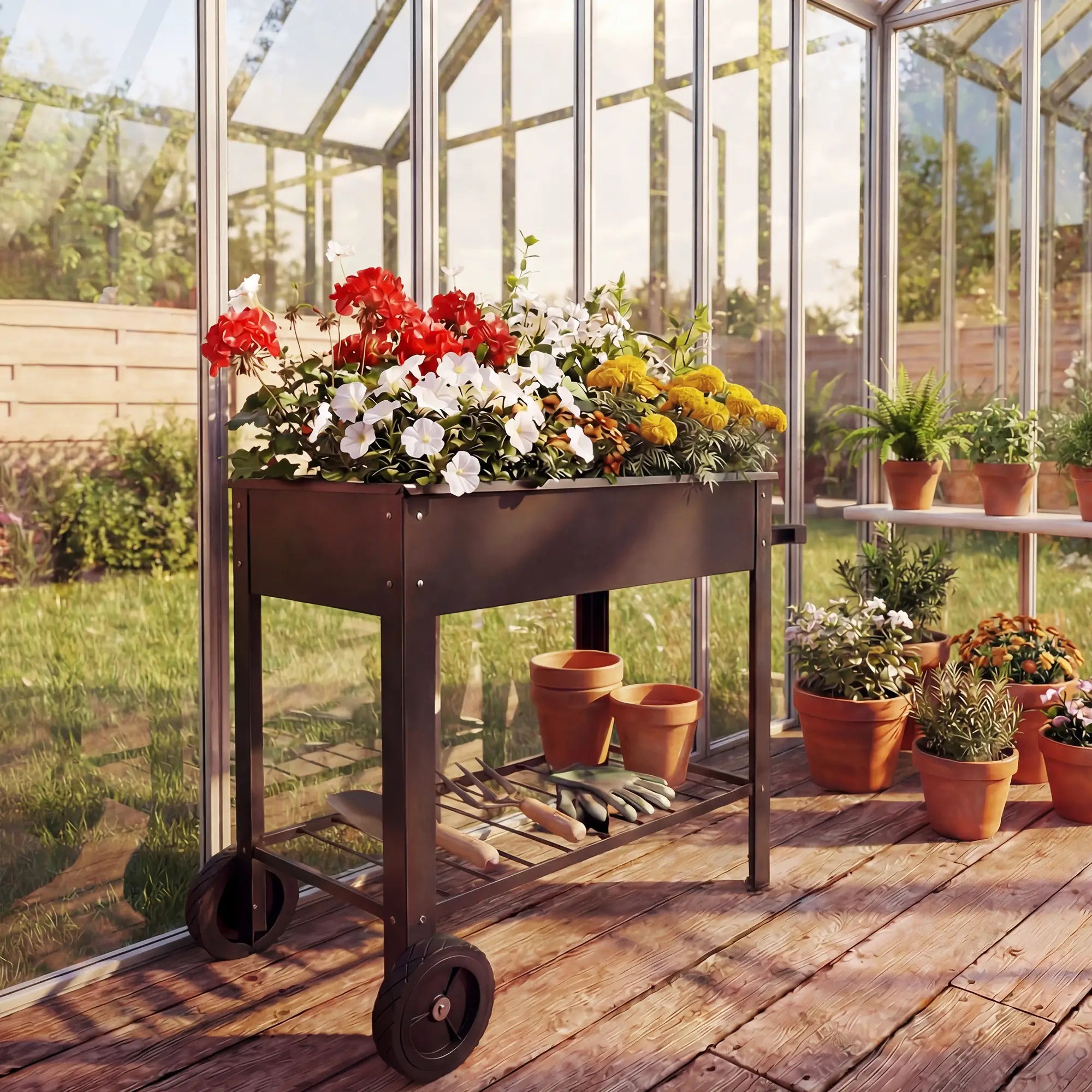 Metal Raised Garden Bed, Elevated Planter Box, 31.5