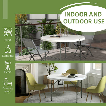 48" Folding Patio Table, Outdoor HDPE Picnic Table, White Patio Side Tables at Gallery Canada