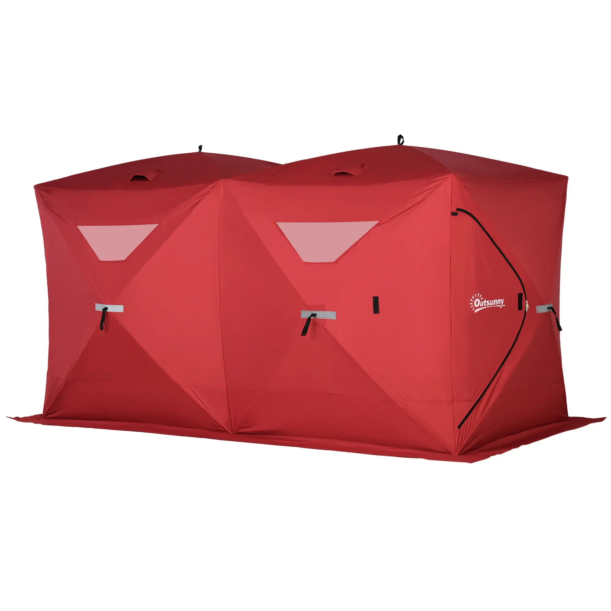 5-8 Person Pop-Up Ice Fishing Shelter, Portable Tent, Red Ice Fishing Tents Red at Gallery Canada