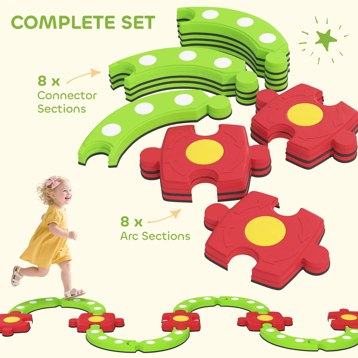 Kids Balance Beam Stepping Stones, Non-Slip, 3-8 Years, Green Kids Gym & Playmats at Gallery Canada