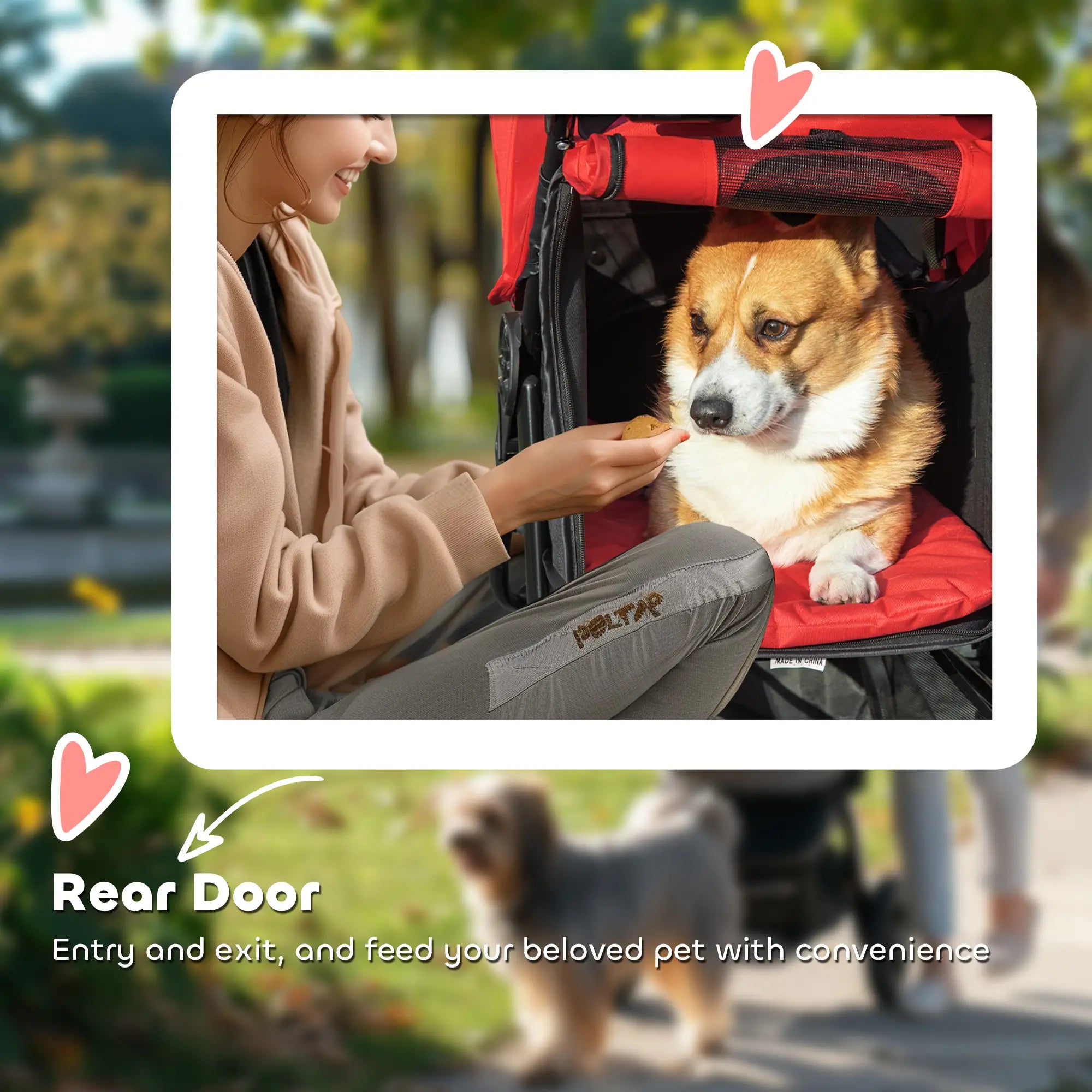 3 Wheel Folding Dog Stroller, Adjustable Canopy, Storage Brake, Mesh Window, S&M Dogs, Red Dog Bike Trailers & Strollers at Gallery Canada