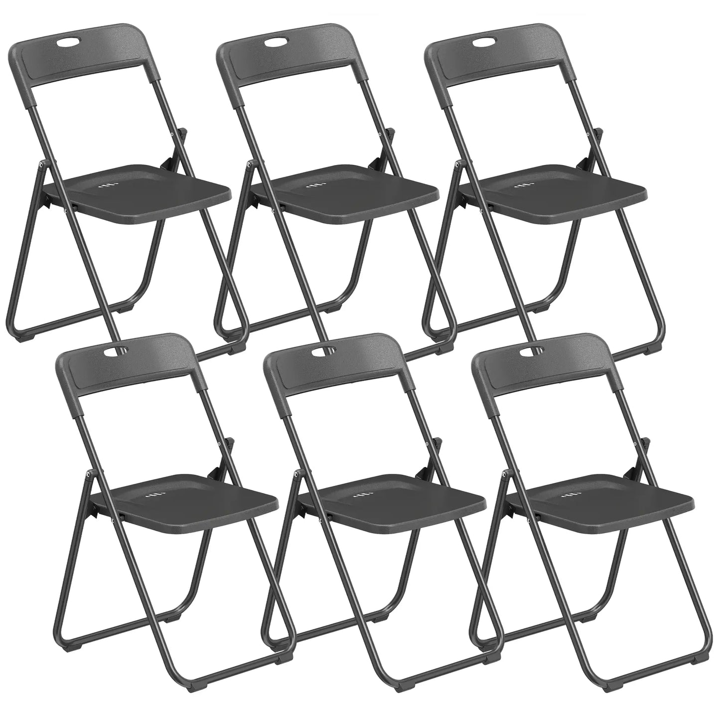 Folding Chairs 6 Pack, Black Plastic With Steel Frame, Black Dining Chairs Black at Gallery Canada