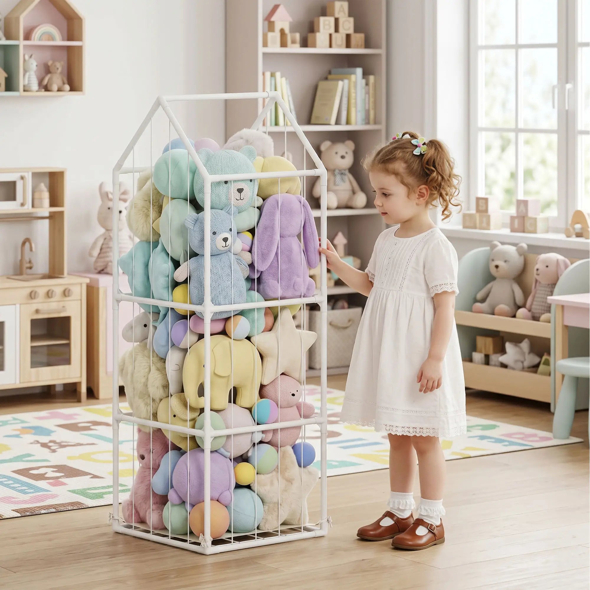 Stuffed Animal Storage Organizer, Waterproof Bottom, 47x47x132cm, no color Baby & Kids Storage at Gallery Canada