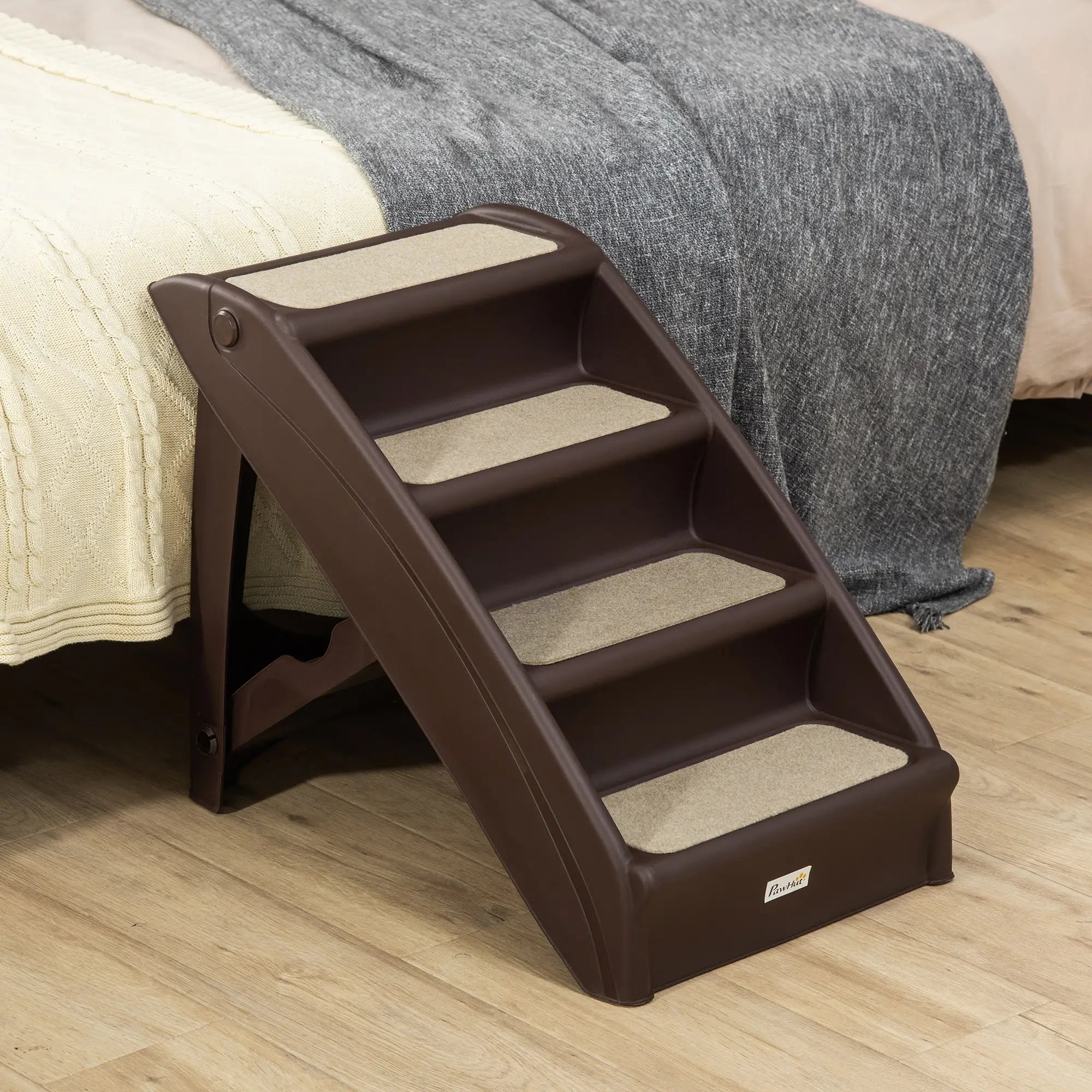 4-Level Portable Pet Stairs, Foldable Dog Ramp, Lightweight Cat Steps, Nonslip Mats, Dark Brown Dog Stairs at Gallery Canada