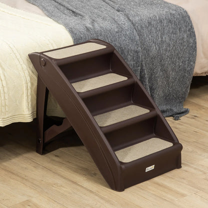 4-Level Portable Pet Stairs, Foldable Dog Ramp, Lightweight Cat Steps, Nonslip Mats, Dark Brown Dog Stairs at Gallery Canada