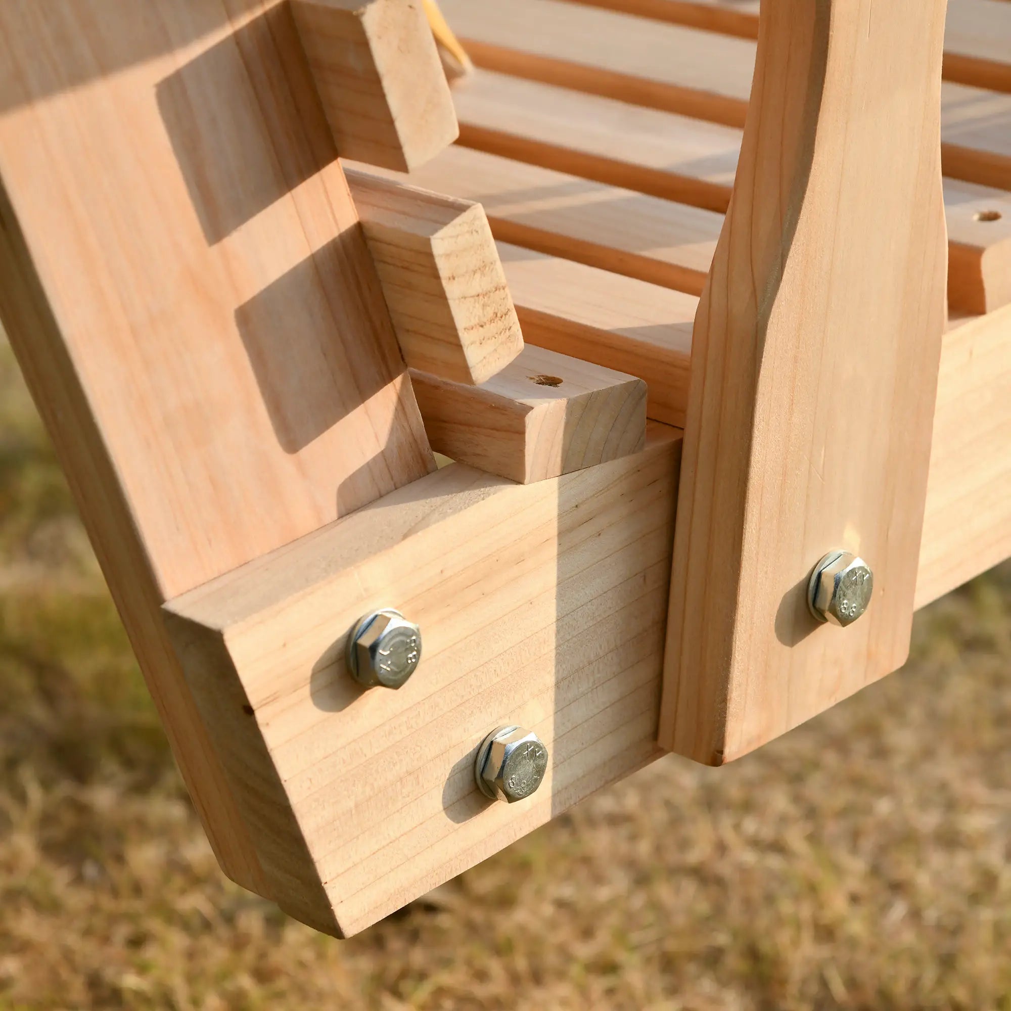 2 Seater Wooden Porch Swing, Patio Chair with Cup Holder, Chains, Natural Hanging Porch Swings at Gallery Canada