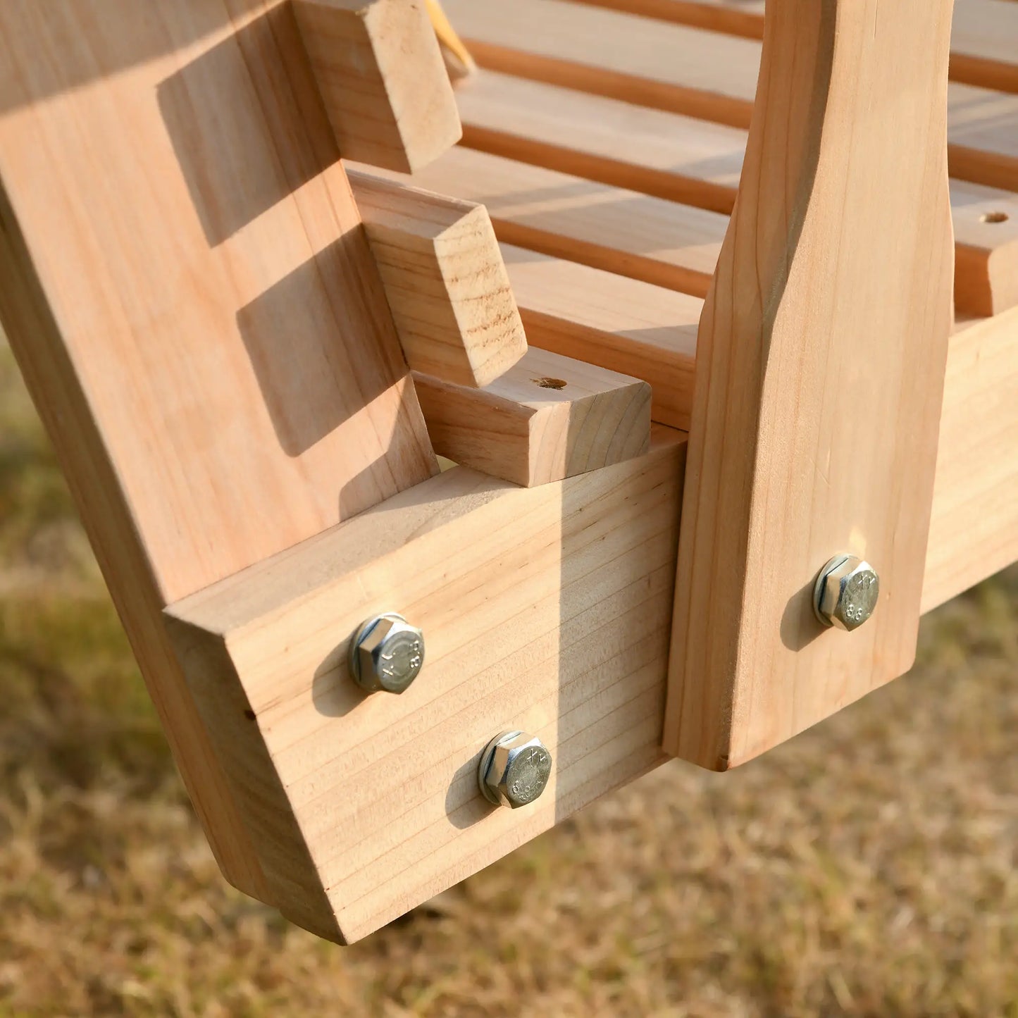 2 Seater Wooden Porch Swing, Patio Chair with Cup Holder, Chains, Natural Hanging Porch Swings at Gallery Canada