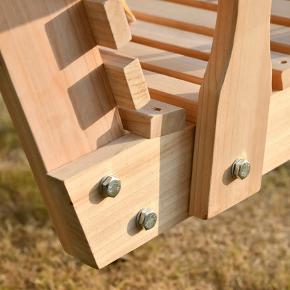 2 Seater Wooden Porch Swing, Patio Chair with Cup Holder, Chains, Natural Hanging Porch Swings at Gallery Canada