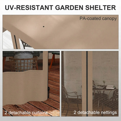 10' x 10' Wall Pergola, With Curtains and Nettings, Khaki Pergolas at Gallery Canada