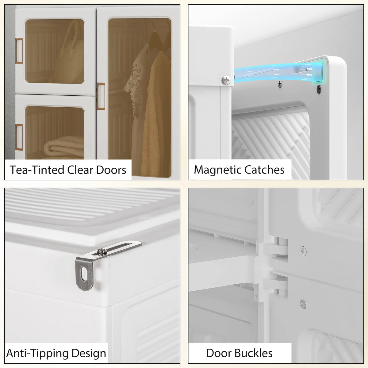 Portable Wardrobe, Foldable Plastic Closet, 8 Compartments, 2 Hanging Rods, Brown Clothing Storage at Gallery Canada