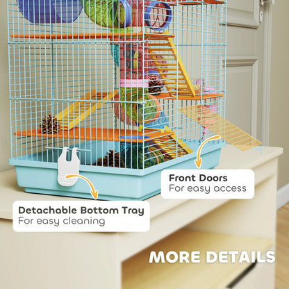 18.5" Hamster Cage, 5 Tiers, Tunnel Tube System, Exercise Wheel, Water Bottle, Light Blue Hamster Cages at Gallery Canada