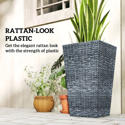 Set of 3 Tall Plant Stand, Outdoor Indoor Flower Pot, Mixed Grey, Grey Garden Accessories at Gallery Canada