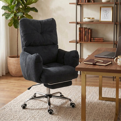 Ergonomic Office Gaming Chair With Foot Rest, Fabric, Black Task Chairs at Gallery Canada