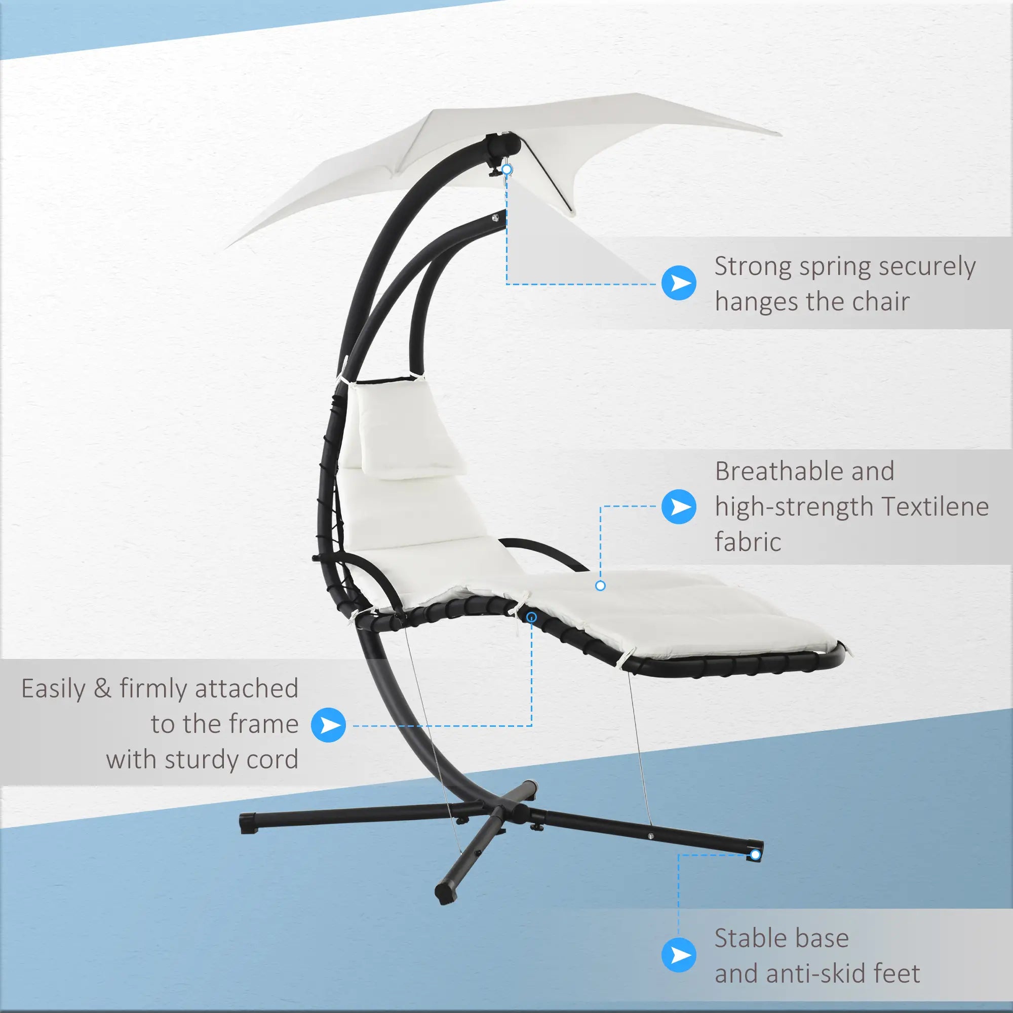 Swing Chaise with Stand, Floating Chaise Lounge, Cream White Patio Swings with Stand at Gallery Canada