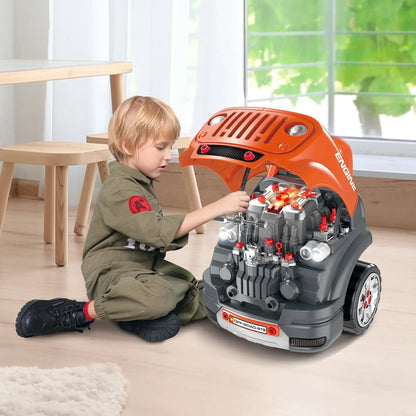 Kids Truck Engine Toys, Construction Educational Repair Car Tool Set with Light and Sound, Orange Workbench Toy Sets at Gallery Canada