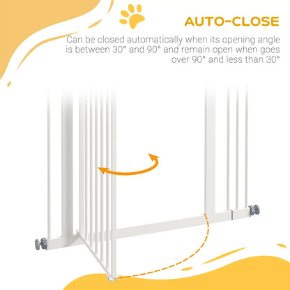 Extra Tall Dog Gate with Door, Pressure Fit, Auto Close, 29"-34", White Houses, Kennels & Pens at Gallery Canada
