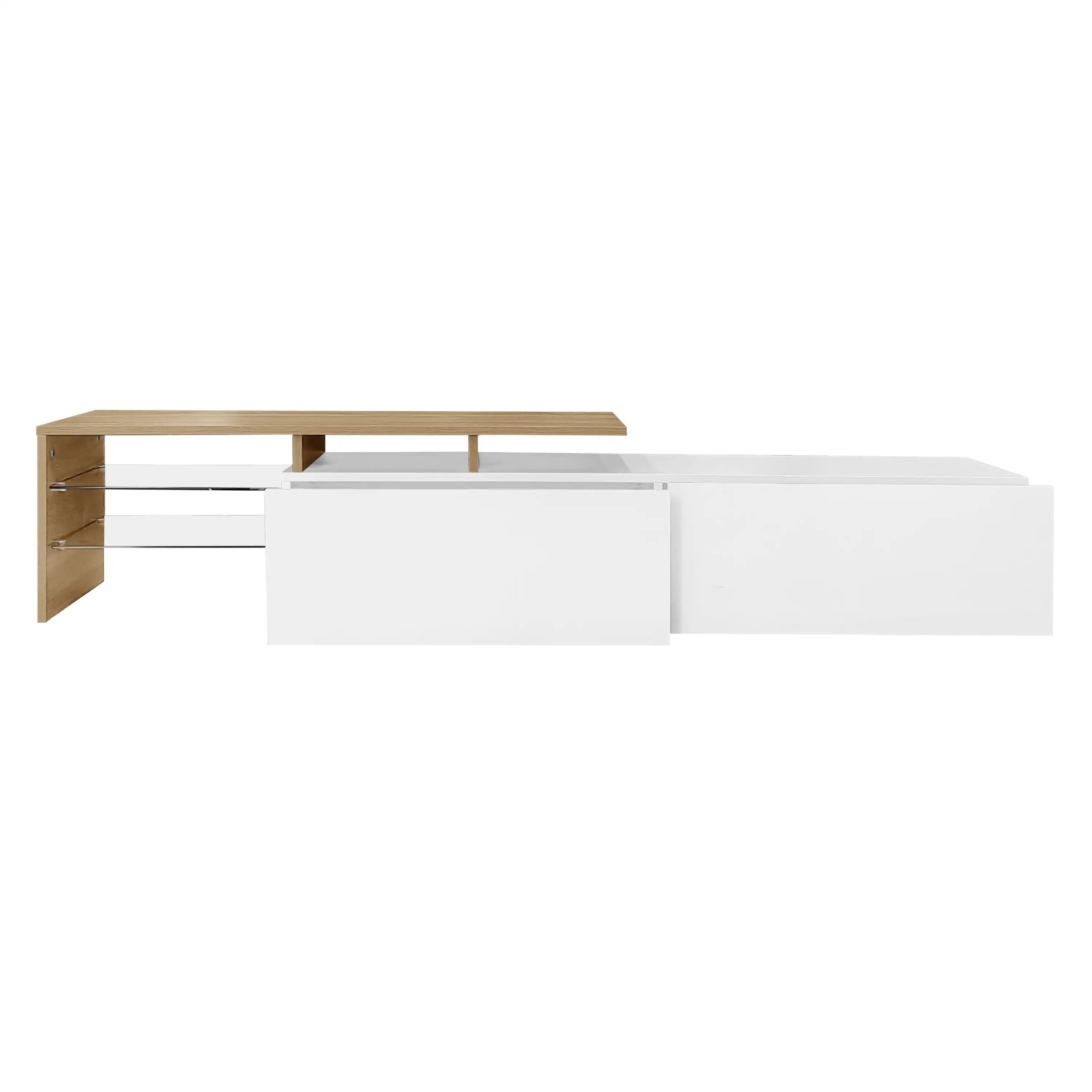 TV Stand With Glass Shelves, LED Lighting, 67