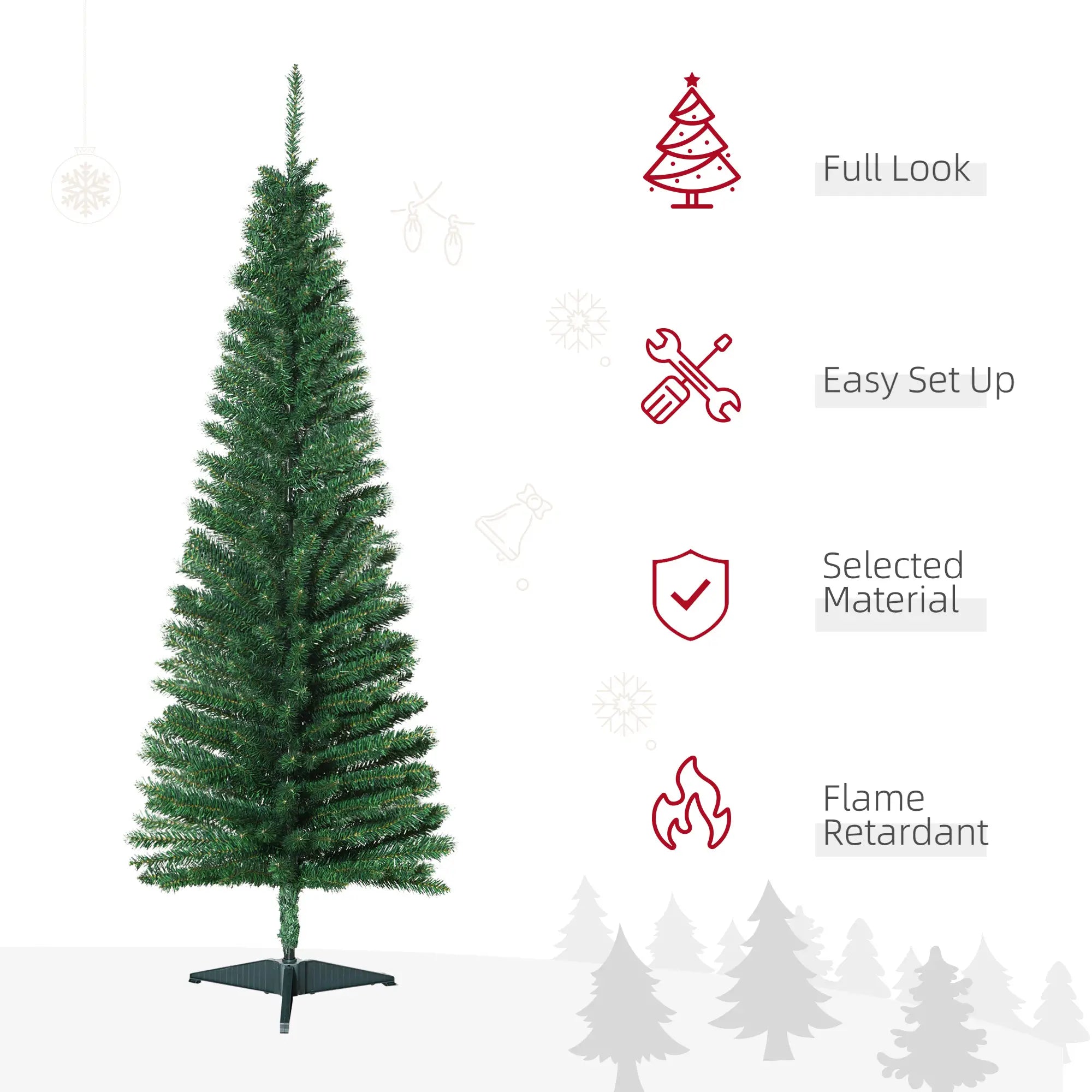 5FT Pencil Christmas Tree, Realistic Branches, Stable Stand, Green Pencil Christmas Trees at Gallery Canada