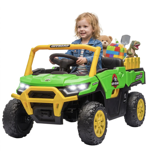 12V Kids Ride On Electric Tractor, Remote Control, Dual Motors, Green