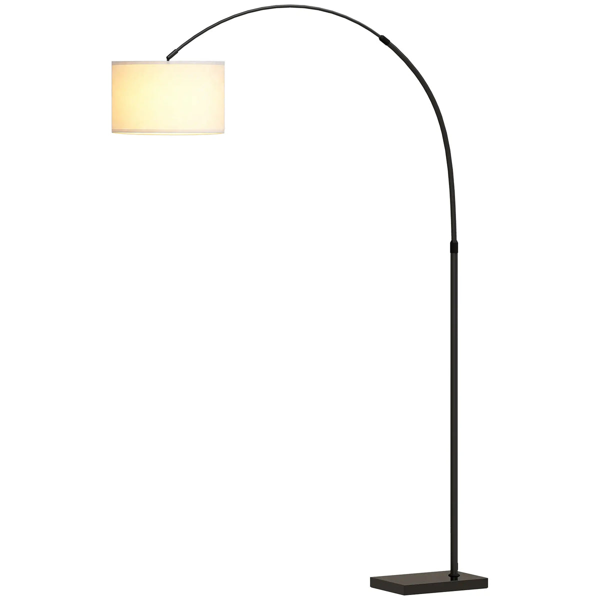 Arc Floor Lamp, Adjustable Linen Shade, 90° Tilt Swivel, Black Floor Lamps & Ceiling Fan Lights at Gallery Canada