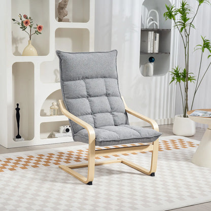 Modern Armchair, Upholstered Accent Chair, Curved Leg, Light Grey Accent Chairs at Gallery Canada