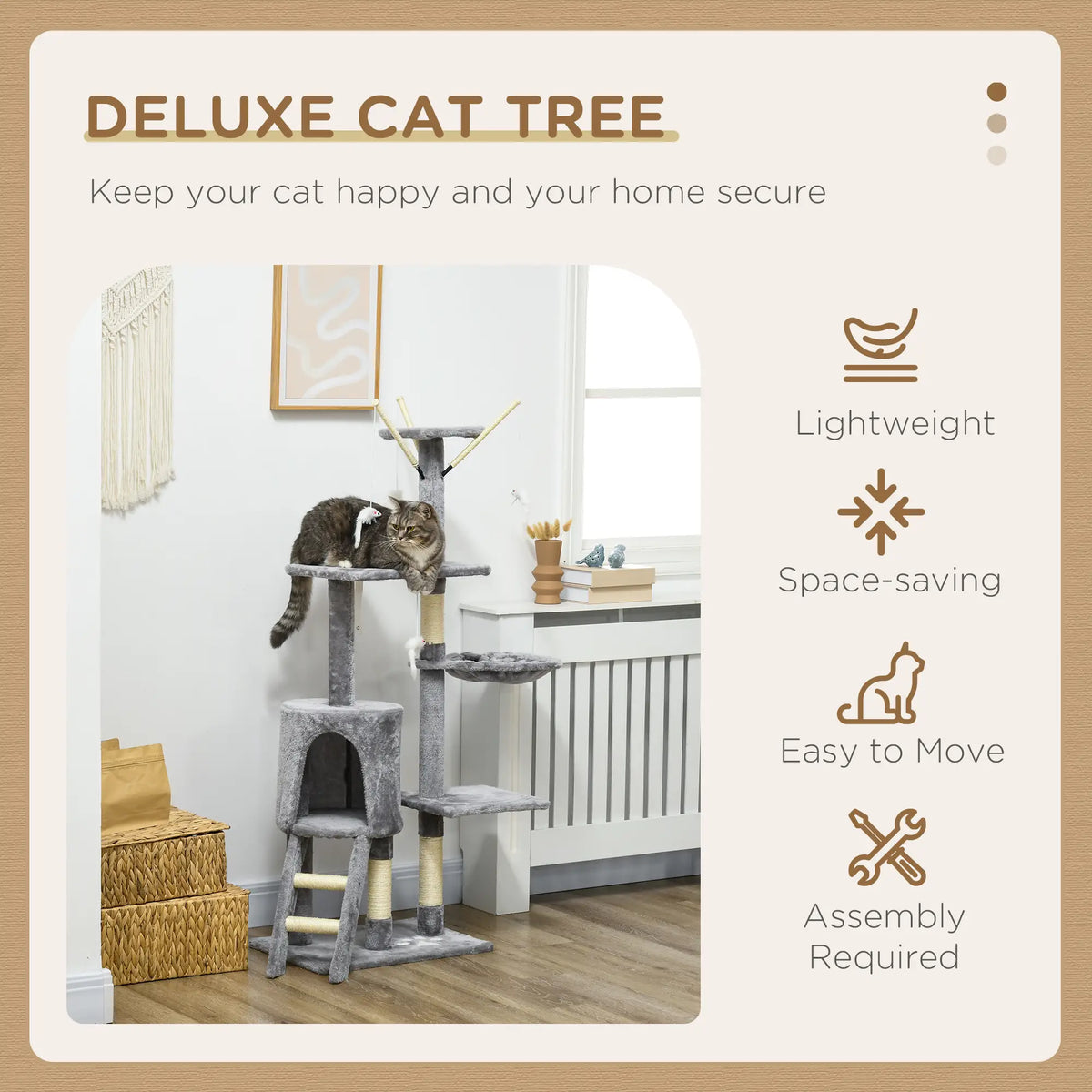 53 Cat Tree Tower, Kitten Activity Centre, Scratching Posts, Grey Cat Trees at Gallery Canada