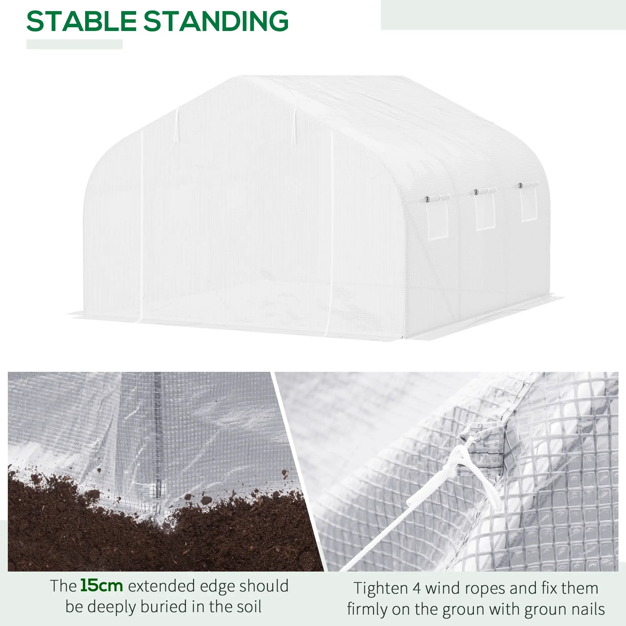 11.5'x9.8'x6.6' Portable Walk-In Greenhouse, White Tunnel Greenhouses at Gallery Canada