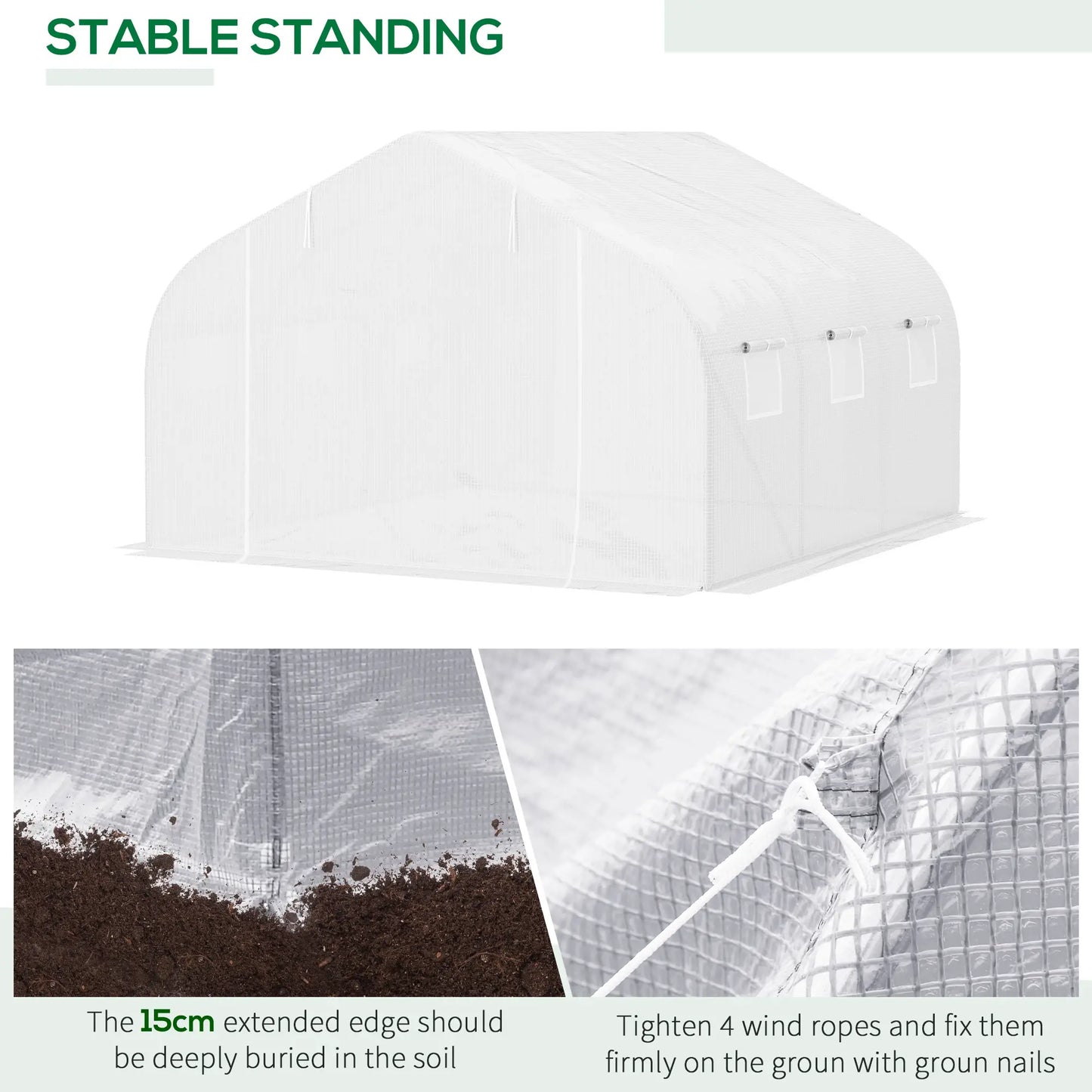 11.5'x9.8'x6.6' Portable Walk-In Greenhouse, White Tunnel Greenhouses at Gallery Canada