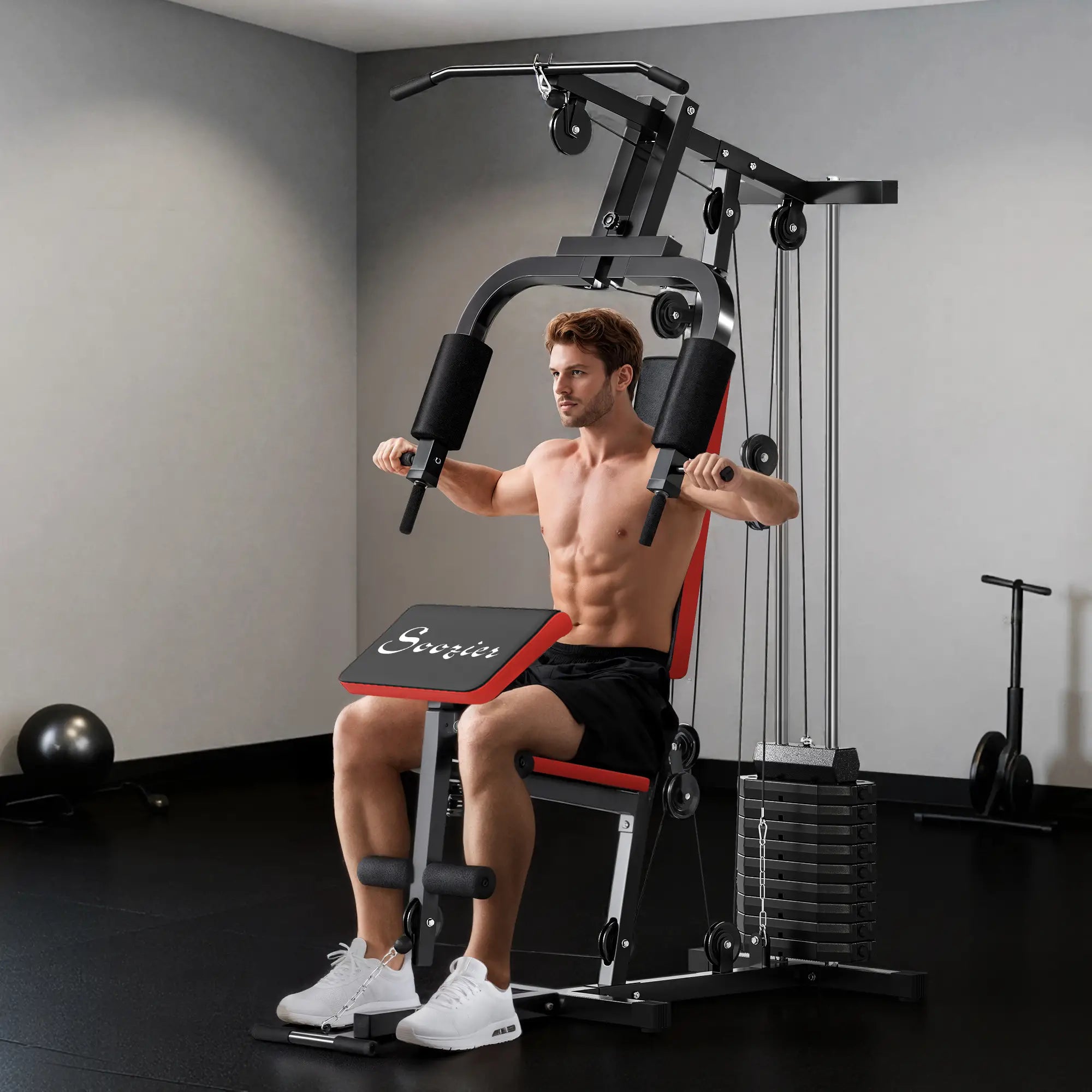 Weight Training Machine, Multifunction Home Gym, 143lbs, Red Power Towers at Gallery Canada