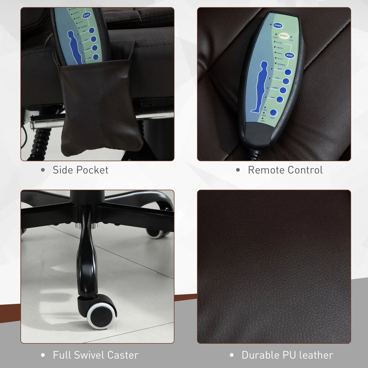 7-Point Vibrating Massage Chair, Reclining Office Chair, Adjustable Height, Brown Massage Chairs at Gallery Canada