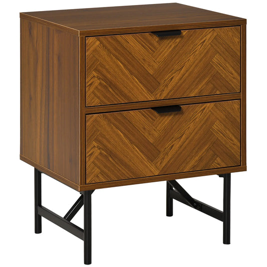 Bedside Table, Nightstand for Bedroom, End Side Table Dresser Storage with 2 Drawers, Walnut Brown Storage Cabinets Walnut at Gallery Canada