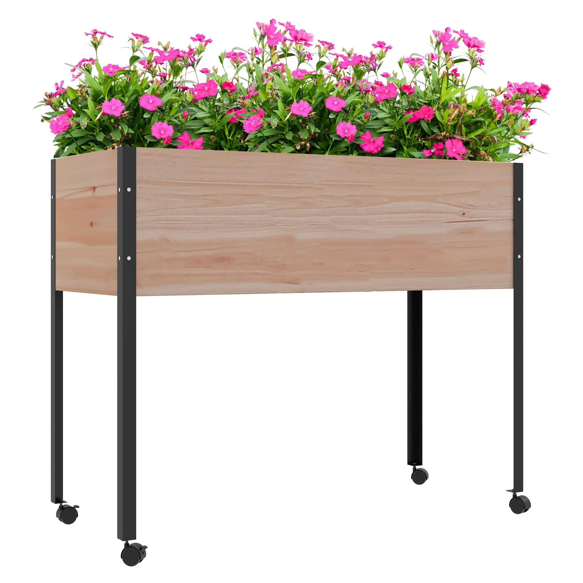 Wooden Elevated Planter Box, Raised Garden Bed, Wheels, Metal Legs Raised Garden Beds at Gallery Canada