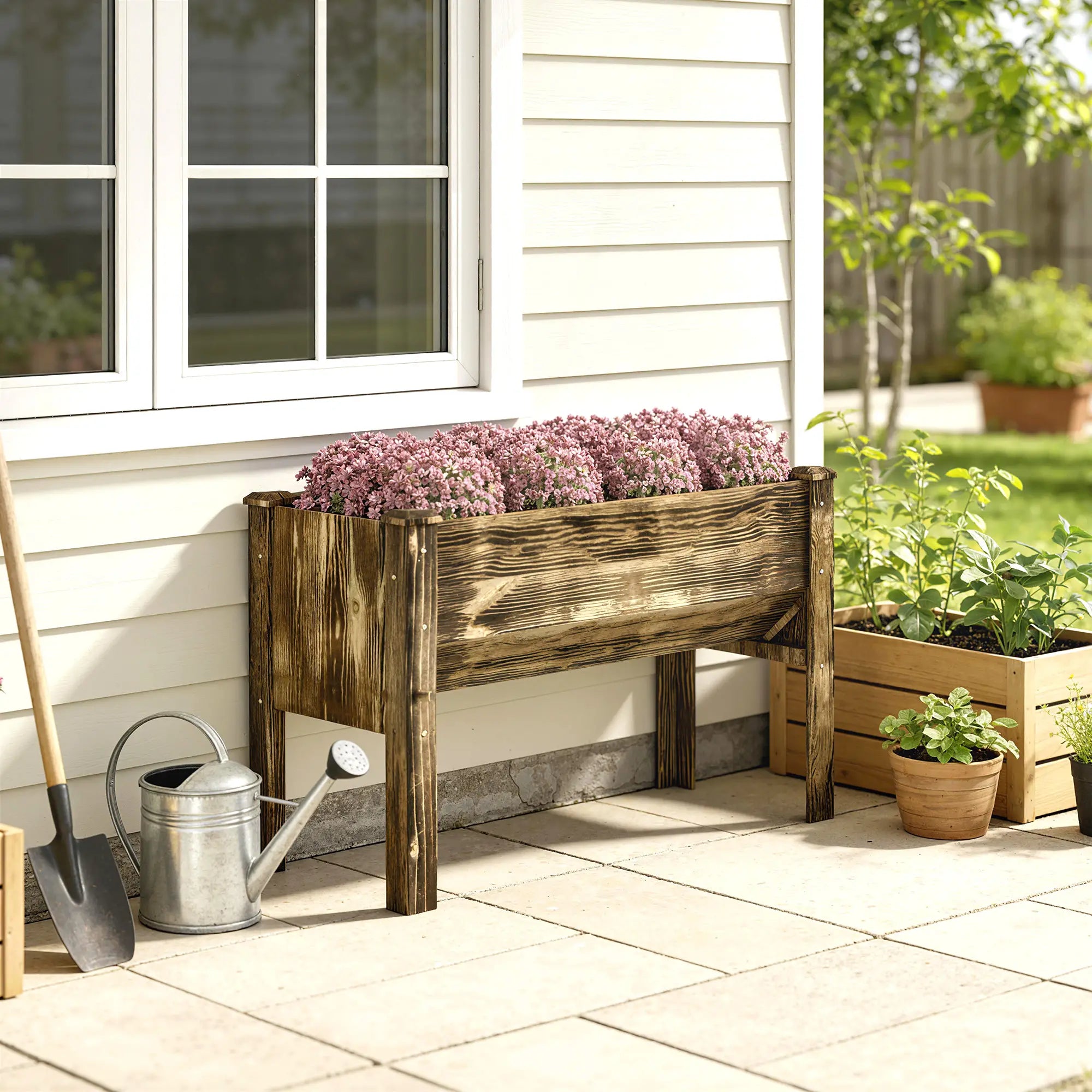 Wooden Raised Garden Plant Stand, 48