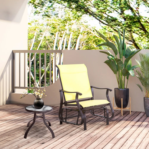 Outdoor Glider Chair, Steel Frame Mesh Fabric, Beige