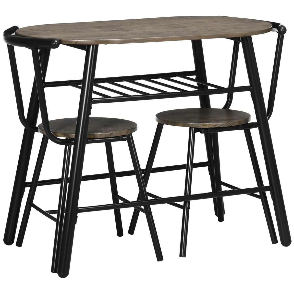 3-Piece Oval Dining Table Set, 2 Chairs, Metal Frame, 35.4" x 19.7" x 29.5" Bar Sets at Gallery Canada