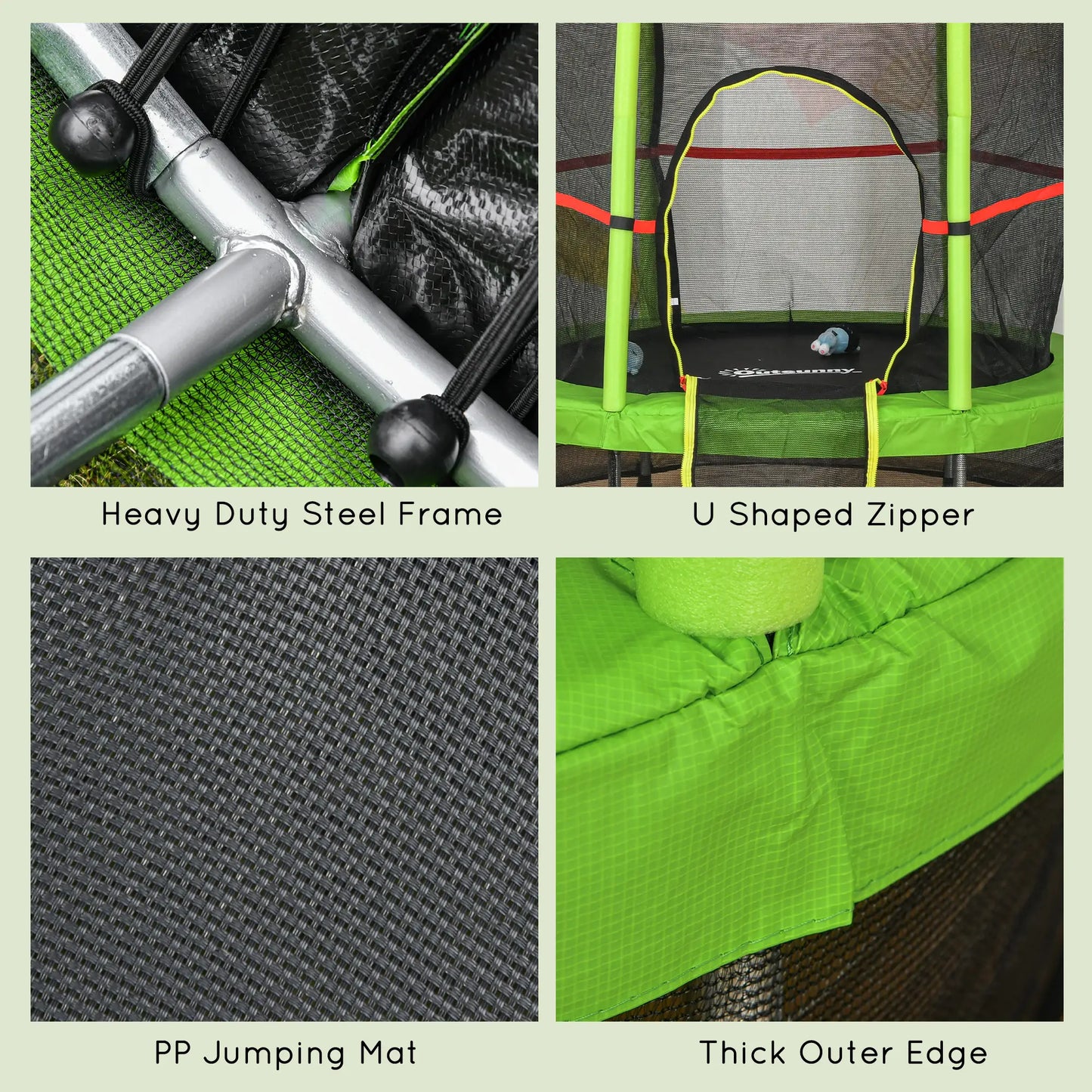 55 Inch Kids Trampoline with Enclosure Net, Indoor Outdoor, Green Trampolines at Gallery Canada
