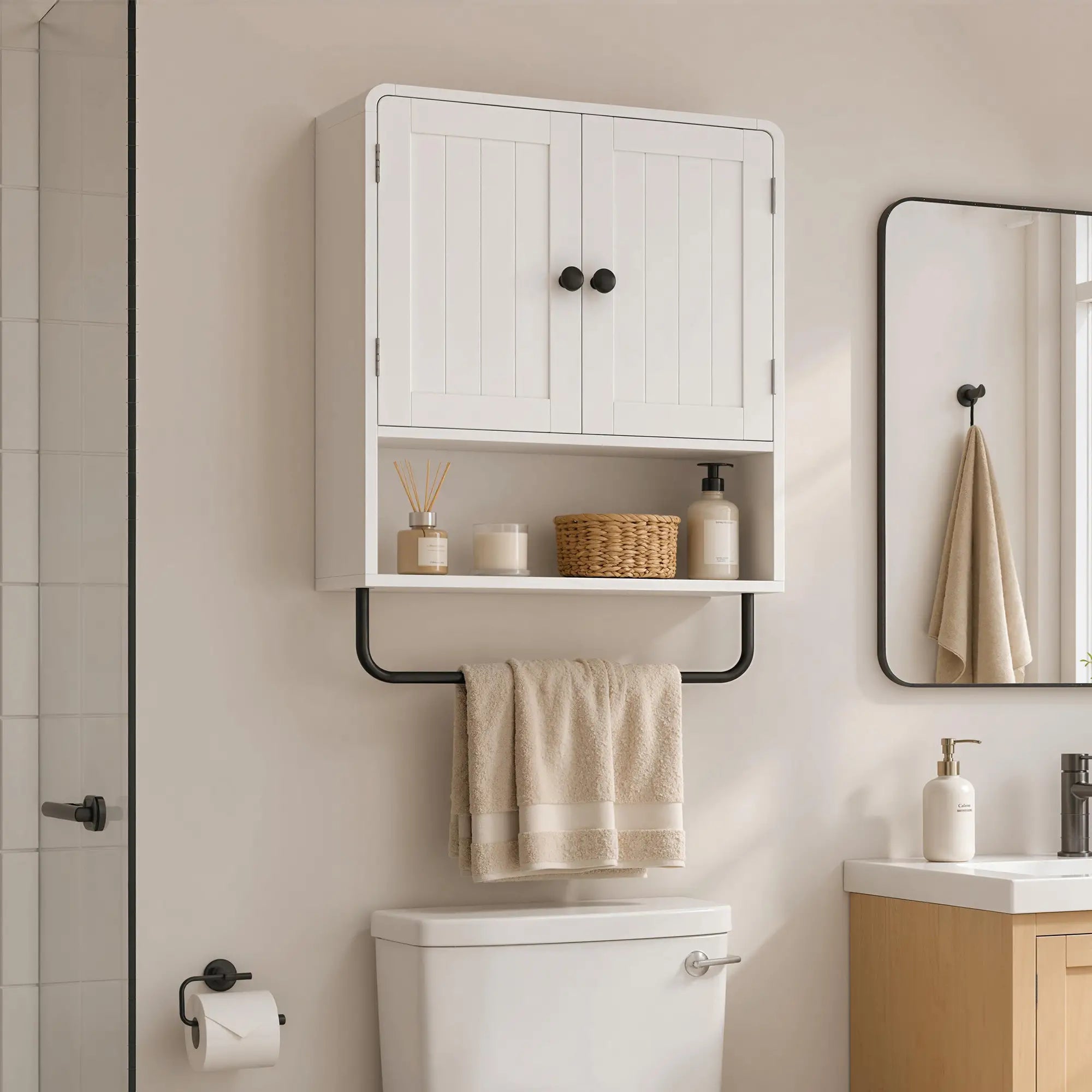Wall Mounted Bathroom Cabinet, 2 Doors, White Wall Mounted Cabinets at Gallery Canada