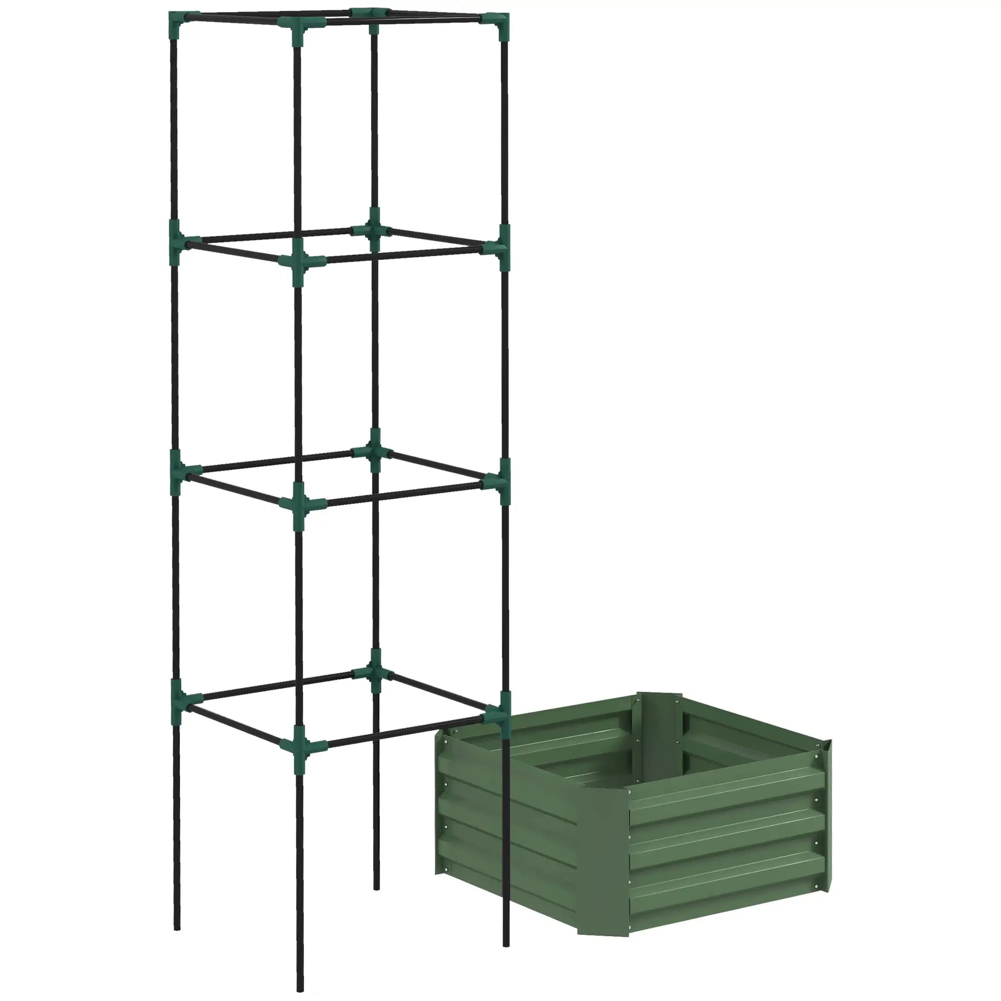 Galvanized Planter Box, Outdoor Raised Garden Bed with Trellis Galvanized Planter Boxes at Gallery Canada