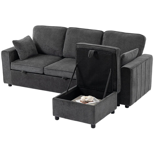 Modular Sectional Sofa Bed With Reversible Ottoman, Dark Grey Sofas & Reclining Chairs Dark Grey at Gallery Canada
