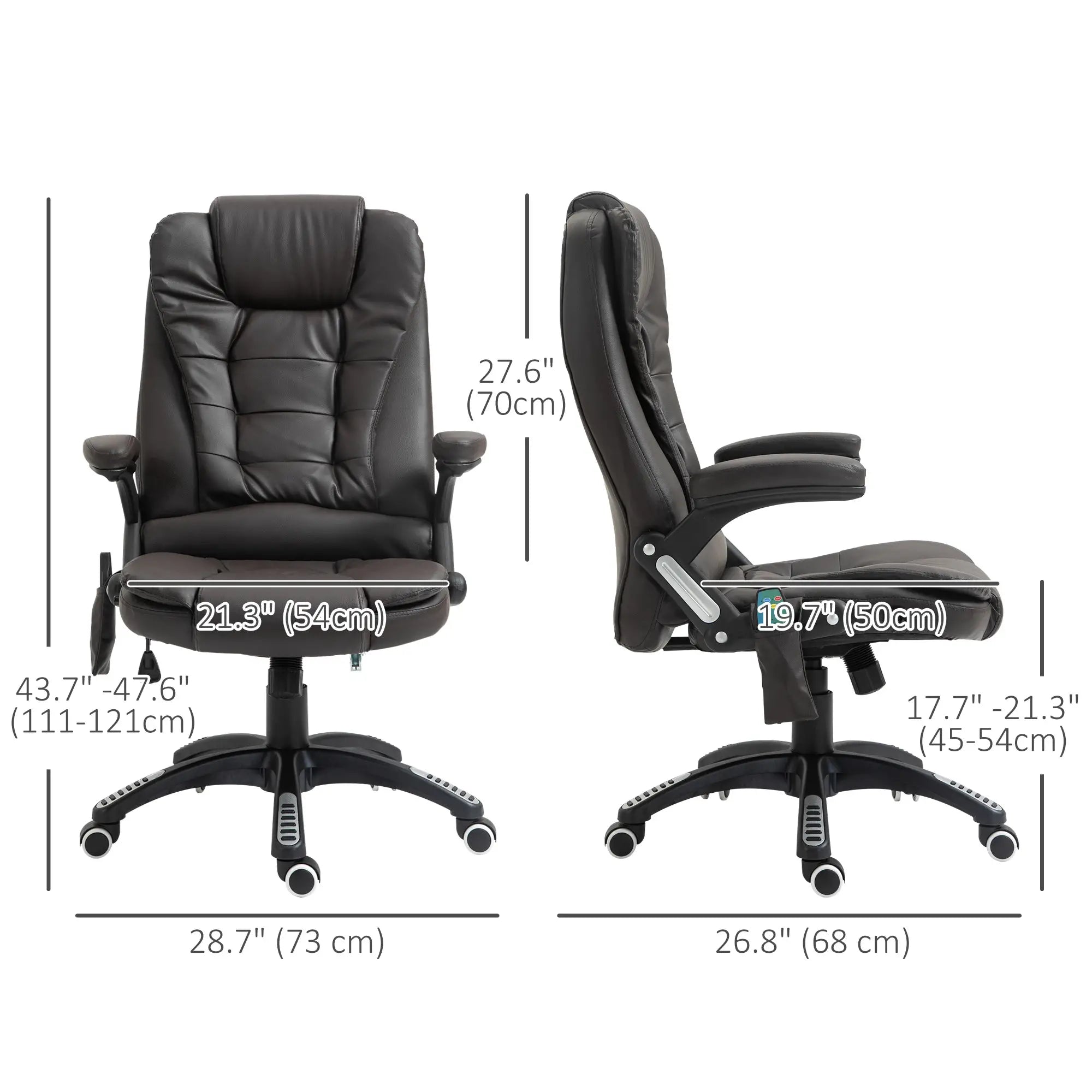 Heated Ergonomic Massage Swivel Office Chair, High Back Faux Leather, Brown Massage Chairs at Gallery Canada