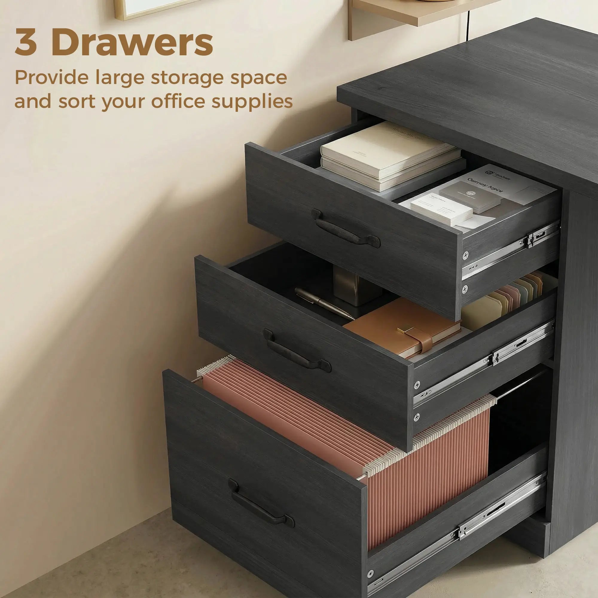 Computer Desk With 3 Drawers, 47