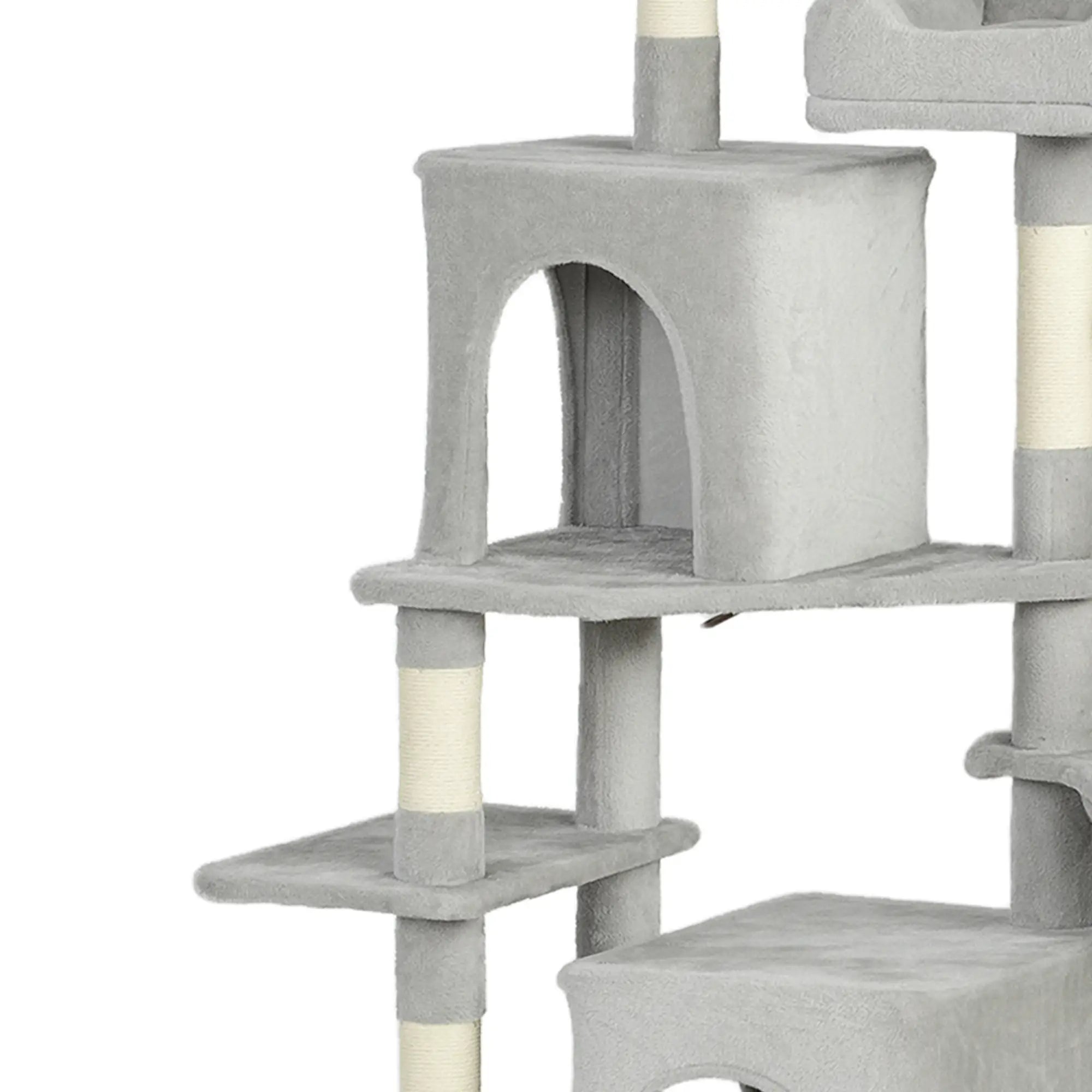 Cat Tree, 70 Inch Multi-Level Tower with Condos, Beds, Hammock, Light Grey Cat Towers at Gallery Canada