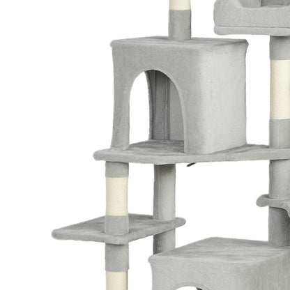 Cat Tree, 70 Inch Multi-Level Tower with Condos, Beds, Hammock, Light Grey Cat Towers at Gallery Canada