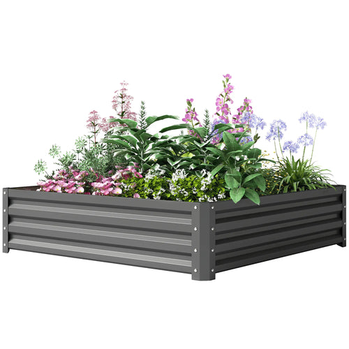 4' x 4' x 1' Galvanized Steel Raised Garden Bed, Light Grey