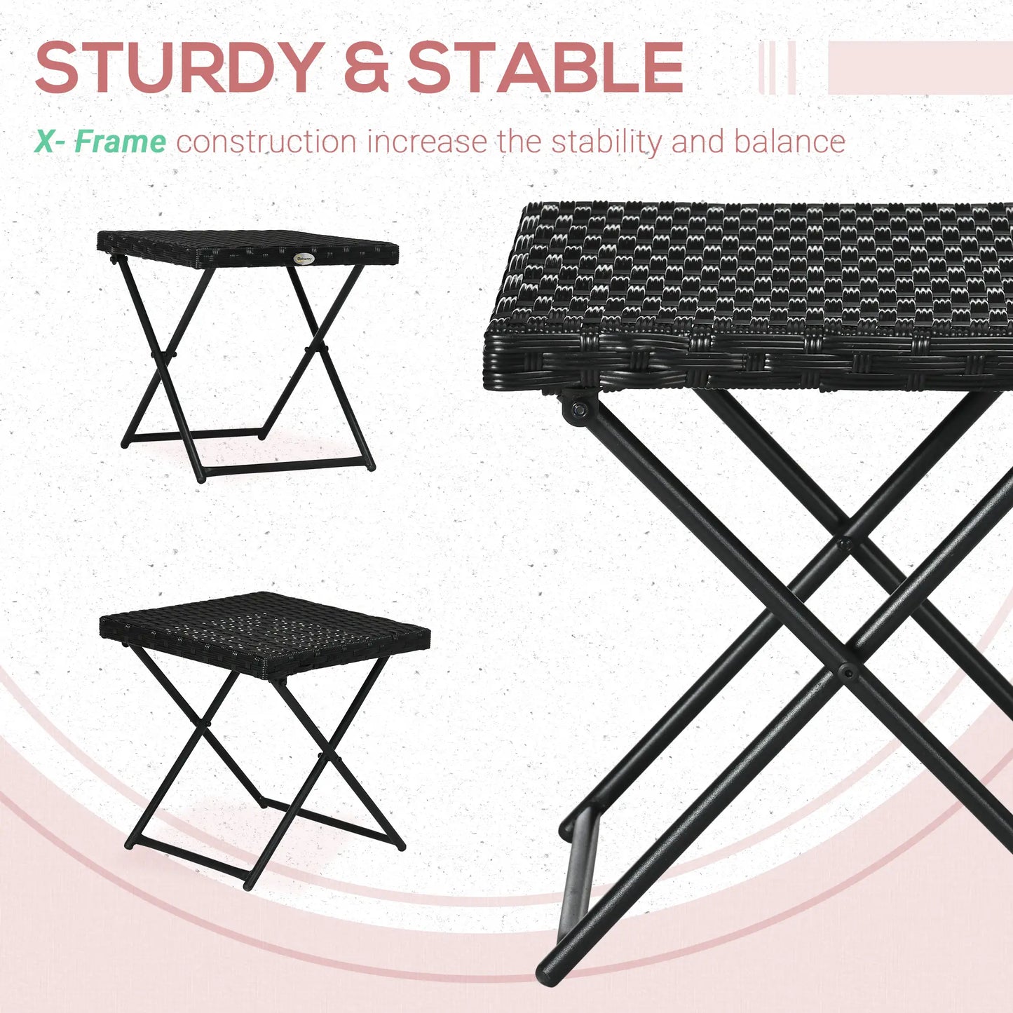 Outdoor PE Rattan Coffee Table, 15.75"x15.75"x15.75", Black Patio Side Tables at Gallery Canada